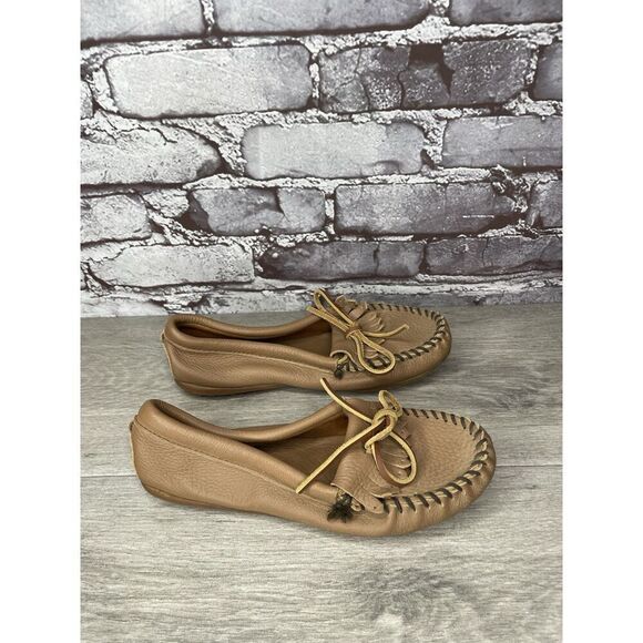 Minnetonka Moccasins Brown Leather Driving Moccasin Loafers Women Sz 6M US/36EU - Picture 8 of 16